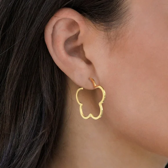 14k gold over stainless steel flower earrings - Picture 4 of 7